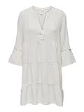 ONLY Damen Tunika Kleid ONLThyra Peplon Dress Sommerkleid mit 3/4-Ärmeln 15267999 Cloud Dancer M