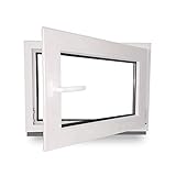 Kellerfenster - Kunststoff - Fenster - innen weiß/außen weiß - BxH: 100 x 50 cm - 1000 x 500 mm - DIN Rechts - 2 fach Verglasung - 60