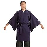 edoten ] Japanische Sashiko-Jacke, Cardigan Happi-Mantel, hergestellt in Japan, Violett, Larg