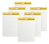 Post-it Super Sticky Meeting Charts, Vorteilspackung, 6 Blöcke, 30 Blatt pro Block, 635 mm x 762 mm, Farbe: Weiß - Selbstklebendes Flipchartpapier für Brainstormings üb