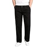 Mens Cotton Plus Size Pocket Lace Up Solid Pants Hose Overall Mittelalter Schuhe (Black, XL)