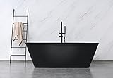 freistehende Badewanne, SPA-Design eckige Acryl-Standwanne 170 cm schwarz, Maße: ca. 170 x 75 x 58 cm - Fassungsvermögen: 235L