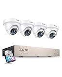 ZOSI Outdoor 1080P Überwachungskamera Set 8CH H.265+ DVR mit 4 1080P Außen Weiß Dome Kamera CCTV System für Innen und Außen, 1TB Festplatte, 24M IR N