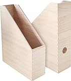 VBS 2er-Pack Holz-Stehsammler, Steh-Ordner, Zeitschriften- und Aufbewahrungsbox mit Griffloch 25x9x32cm unb