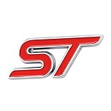 1 Stück 3D Metall ST Aufkleber Autokopf Emblem Abzeichen Chrom Aufkleber für Die meisten Automodelle (rot, silberfarben)