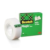 Scotch Magic Tape - 1 Rolle, 19 mm x 33 m - Unsichtbares Klebeband für allgemeine Zwecke zur Reparatur, Etikettierung und Versiegelung von Dok