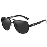 DUCO Cool Sonnenbrille Für Männer Polarisierte Sonnenbrille Männer UV-Schutz Kohlefaser Tempel Herren Sonnenbrille Für Fahren 3051 (Schwarz Rahmen Grau Linse)