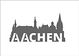 3DREAMS Aachen Skyline Auto Aufkleber Car Sticker Oche Aachen Dom Rathaus grau Made in Germany von Aachener Start Up super als Geschenk oder S