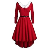 APOKIOG Sexy weihnachtskostüm Frauen - Vintage Christmas Kleid Vintage Christmas Kleid Ärmelloses Abendkleid Vintage-Langarmkleid Festliche Winter Kleid cocktailkleid Damen Lang