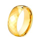 KnSam Wolfram Ring, 8MM Rhombus Poliert Eheringe Band Ringe Trauringe, Verlobung Ring Herren Ring Gold, Gr.47 (15.0)