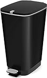 CURVER KIS Chic Bin Style Treteimer 45 Liter mit Deckel und Pedal, Müllbeutelaufhängung, schwarz metallic, 29 x44,5 x 60,5