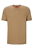 HUGO Herren Diragolino C T-Shirt aus Baumwoll-Jersey mit tonalem Logo-Aufnäher Hellbraun L