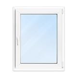 FENSTERVERSAND - Kunststofffenster Weiß - zu öffnendes Fenster Kunststoff mit Griff, Dreh- & Kippfenster, 2-fach Verglasung, Klarglas - DIN rechts - BxH: 800x1000 mm, 70