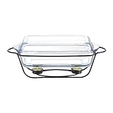 AMBITION Wärmebehälter für Speisen 3,9 L Saule Speisewärmer Stövchen Glasschale mit Deckel Gestell Loft S