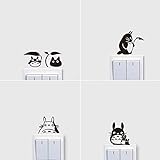 1 Satz 4 Totoro Lichtschalter Aufkleber Blatt Regentropfen Kunst lustige Schalter Aufkleber Vinyl Schlafzimmer Wandaufkleb