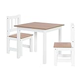 roba Kindersitzgruppe 'Woody' - 2 Kinderstühle & 1 Tisch - Sitzgarnitur/Sitzmöbel für Kinder in Holzdekor & Weiß
