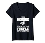 Damen Lustiges Pferd Reitliebhaber Reitsport T-Shirt mit V
