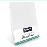 Lunarys® SleepRoyal Luxus Spannbettlaken 160x200 cm - Weiß - 250 g/m² Premium Bettlaken - 40 cm Steghöhe - für hohe Matratzen, Boxspringbett/Matratze + Topper & Wasserbett - Stretch Jersey