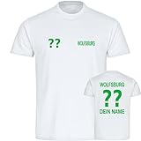 VIMAVERTRIEB® Herren T-Shirt Wolfsburg - Trikot mit Deinem Namen und Nummer - Druck: grün - Männer Shirt Fußball Fanartikel - Größe: 3XL weiß