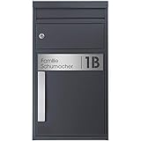 Paket-Briefkasten anthrazit-grau (RAL 7016) SafePost 45MS Design-Paketkasten modern für alle Paketdienste Paketbox mit Briefkasten Standbriefk