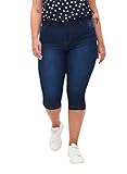Zizzi Damen Große Größen Amy 3/4 Jeans Slim Fit Hohe Taille Gr 52 Blue D