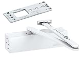 GEZE Weiß TS 2000 V BC Gestängetürschließer für einflügelige Türen bis 1250 mm Flügelbreite mit Gestänge und Montageplatte / Set 3 in 1, W