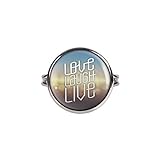 Mylery Ring mit Motiv Motivation Spruch Love Laugh Live Blau Gold Silber 16