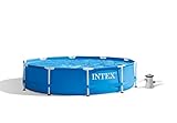 Intex 28202UK 10ft x 30in Metal Frame Swimming Pool with Filter Pump, 4,485 liters, Blue, 305x76