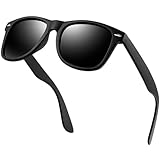 KANASTAL Sonnenbrille Herren Schwarz Polarisiert Rechteckig Retro Sonnenbrille Unisex mit UV Schutz Classic Vintage Brille für Wandern Motorradfahren Golfen und F