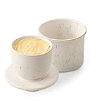 HOME DECOR Keramik Butterdose, französische Butterdose, butterglocke mit Deckel, für frische und streichfähige Butter - Gesprenkeltes Weiß