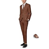 Future Spoke Herrenanzug-Set; 2-teiliges Slim-Fit-Anzug für Herren mit 2-Knopf-Jacke und Hose in 13 einfarbigen Farben und 9 Größen, Rost, 5XL