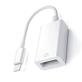 USB Kamera Adapter iPhone,USB Aadapter auf iOS OTG USB Kabeladapter für iPhone iPad,unterstützt Kamera,Kartenleser,Tastatur,Maus,U-Disk,Hubs,MIDI-Tastatur,Plug-and-Play(Weiß)