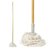 Salter LASAL71465WEU7 Warm Harmony Cotton Floor Mop with Additional Refill Mop Head, FSC Bamboo Handle, Super Absorbent Tassel Mop for Laminate & Tile, Recycled Plastic, for Most Hard Floor Typ