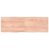 Camerina Tischplatte 180x60x(2-6) cm Massivholz Behandelt Baumkante Waschtischplatte Holz Multiplex