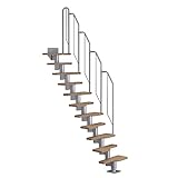 DOLLE Raumspartreppe Stufen in Eiche (Multiplex), Geschosshöhe 222-276 cm, variabler Treppenlauf, einfache Montage, den individuellen Raumverhältnissen anpassb