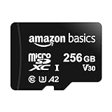 Amazon Basics MicroSDXC, 256 Gb, mit SD Adapter, A2, U3, Lesegeschwindigkeit bis zu 100 MB/s, Schw