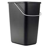 KADAX Deckelloser Mülleimer mit beweglichem Metallhenkel, Robuster Abfallbehälter, Abfalleimer, Papierkorb, Kunststoffbehälter, Abfallsammler (Schwarz 12 L)