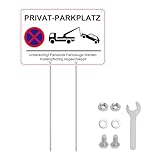 Privatparkplatz Schild Parken Verboten Schild 30x20cm Parkplatzschild mit Pfosten Halterung Aluminium Parkverbotsschilder Parken Verboten Privatgrundstück