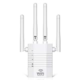 WLAN Verstärker WLAN Repeater WiFi Verstärker WiFi Repeater 1200 Mbit/s Dualband 5GHz / 2,4GHz, 2 LAN Port, 4 Modus, Supports 35 Gevices, Kompatibel zu Allen WLAN Geräten, F(PL9)