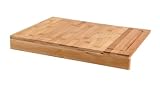 Bambus Schneidebrett mit Anschlagkante - 43 x 33 cm - Holz Küchenbrett mit Saftrille - Tranchierbrett Servierbrett Holzbrett Fleischbrett Herd Abdeckp