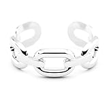 THIORA Ring Damen | Premium Edelstahl | Flexible Größe | Kettenglieder Style | Statement Gliederkette | Chain | Geschenk (Silber)
