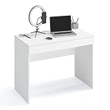 KOMTO Schreibtisch Weiß mit 1 Schublade - 100 x 53 x 76 cm Bürotisch Computertisch Klein Arbeitstisch Büro PC-Tisch Kinderschreibtisch mit S