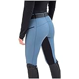 Generisch Reithose Damen High Waist Vollbesatz Leggings Hosen Slim Fit Reitleggings Reitsport Pferdetraining Stretch Bequem Stoffhose Outdoor Skinny Sporthose mit Reißverschlusstasche Gü
