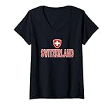 Schweizer Schweiz Flagge Schweizer Männer Frauen Kinder Reisen T-Shirt mit V