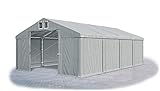 Das Company Lagerzelt 4x8m wasserdicht grau Zelt 560g/m² PVC Plane hochwertig Zelthalle Winter Plus SD