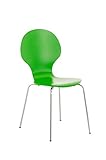CLP Stapelstuhl Diego l Ergonomisch geformter Konferenzstuhl mit Holzsitz und Metallgestell I Stapelbarer Stuhl mit pflegeleichter Sitzfläche, Farbe:grü