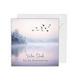 10x Danksagungskarten Trauer - Klappkarte Danksagung Winter See Beileidkarte mit Spruch - Dankeskarten mit Umschlag (Quadratisch)