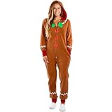 Ganze Familie Weihnachten Cosplay Kostüm Funny Gingerbread Human Hoodie Jumpsuit Weihnachten Erwachsene Kinder Fancy Dress Clothes (Adlut, Brown, XXL)