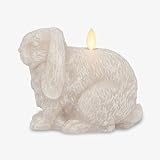 Luminara - Kreide flammenlose Kerze Lop Kaninchen Figur, Echtwachs bewegliche Flamme LED Kerze mit Timer, Osterdekoration Tablescape - 14,6 cm x 10,8