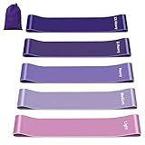 Fokky Fitnessbänder [5er Set], 100% Naturlatex Fitnessband mit Übungsanleitung auf Deutsch & Tragebeutel Resistance Bands Widerstandsbänder Gymnastikband für Muskelaufbau Pilates Yog